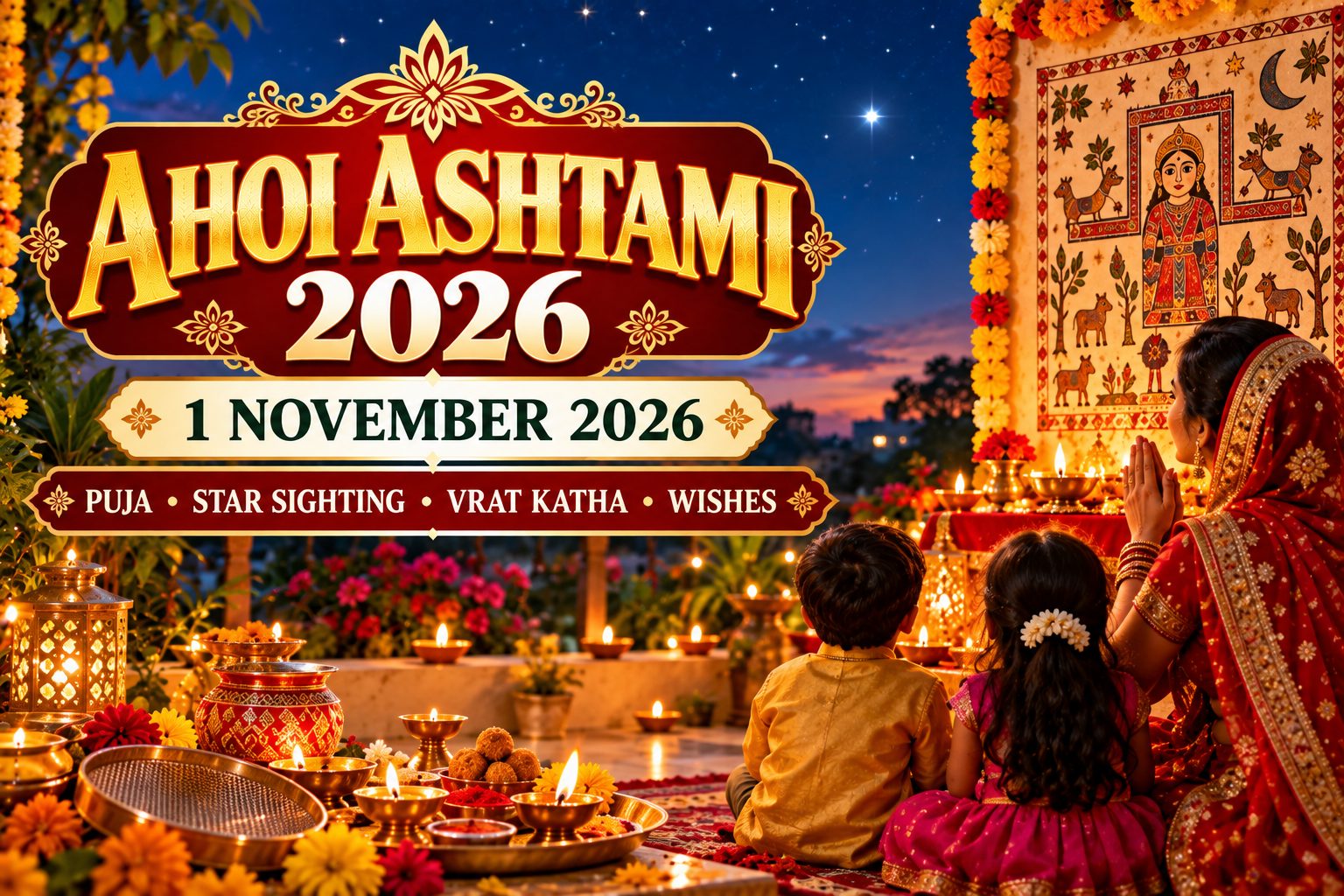Ahoi Ashtami 2026 1 November puja star sighting Vrat Katha wishes