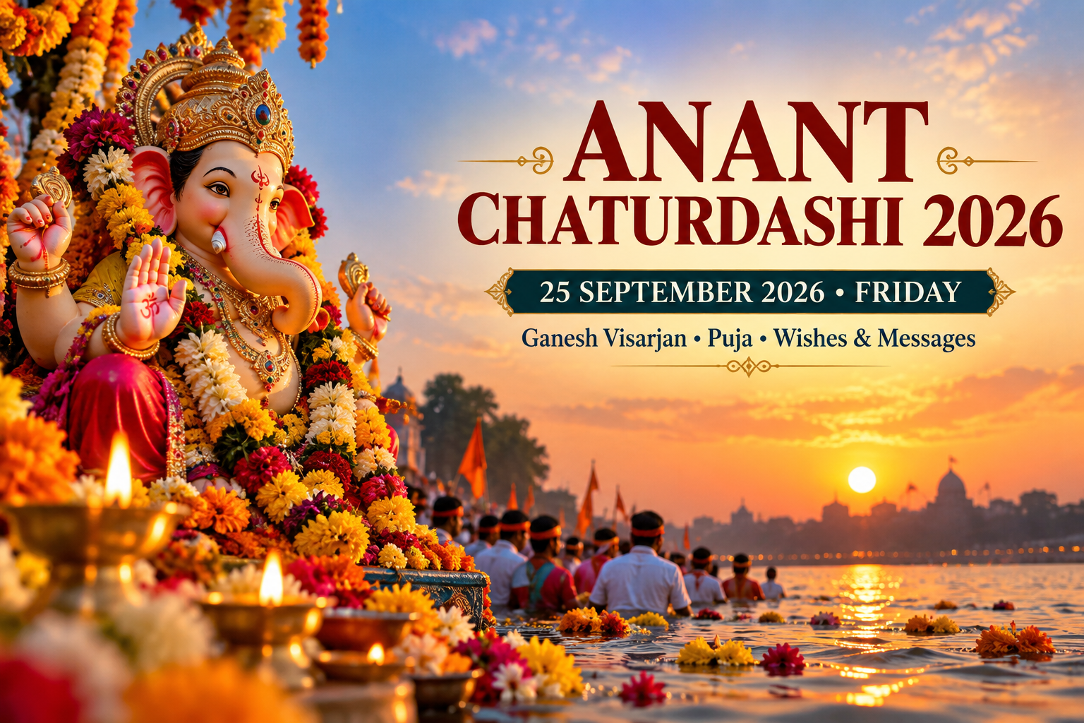 Anant Chaturdashi 2026 - Ganesh Visarjan, Puja, Wishes and Messages