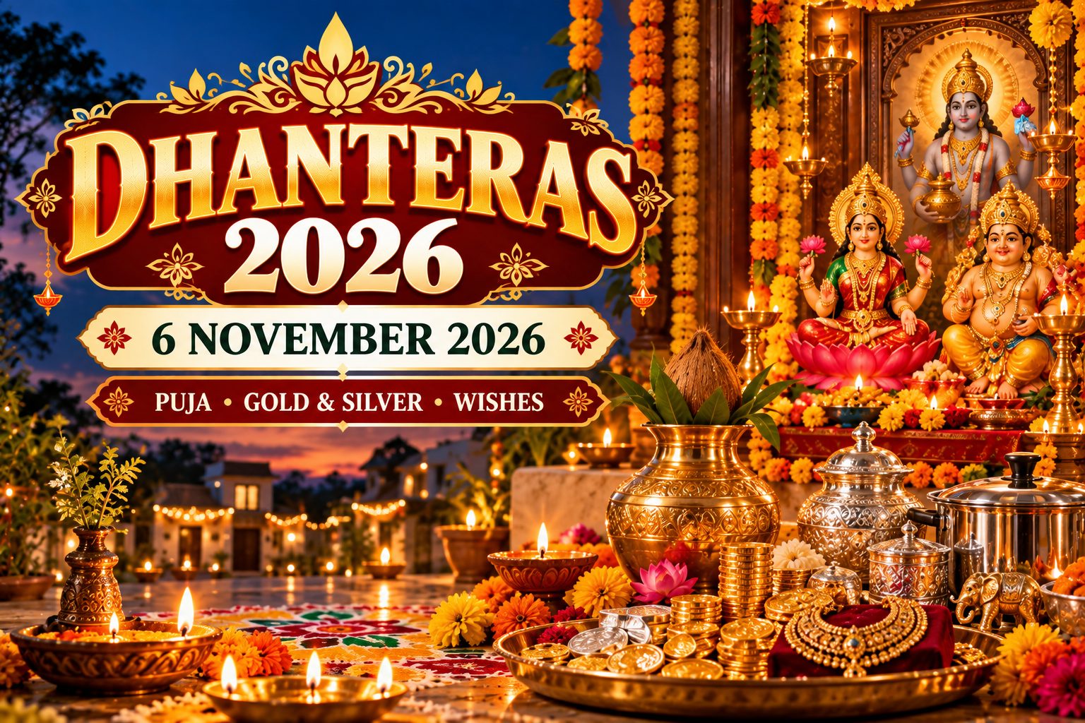 Dhanteras 2026 6 November puja gold silver wishes messages