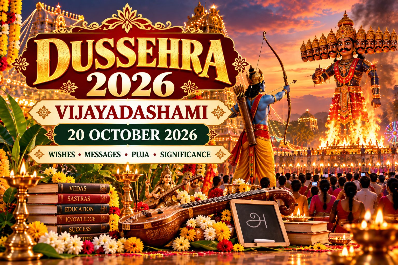 Dussehra Vijayadashami 2026 20 October wishes messages puja significance