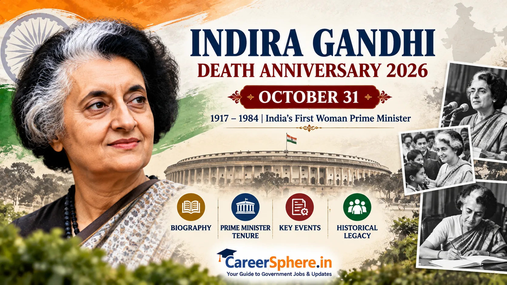 Indira Gandhi Death Anniversary 2026 – biography, Prime Minister tenure and historical legacy
