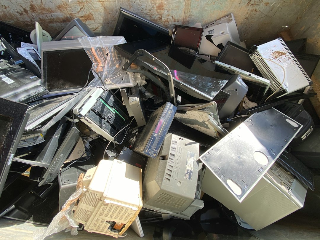 Discarded computers and electronics for recycling - International E-Waste Day 2026