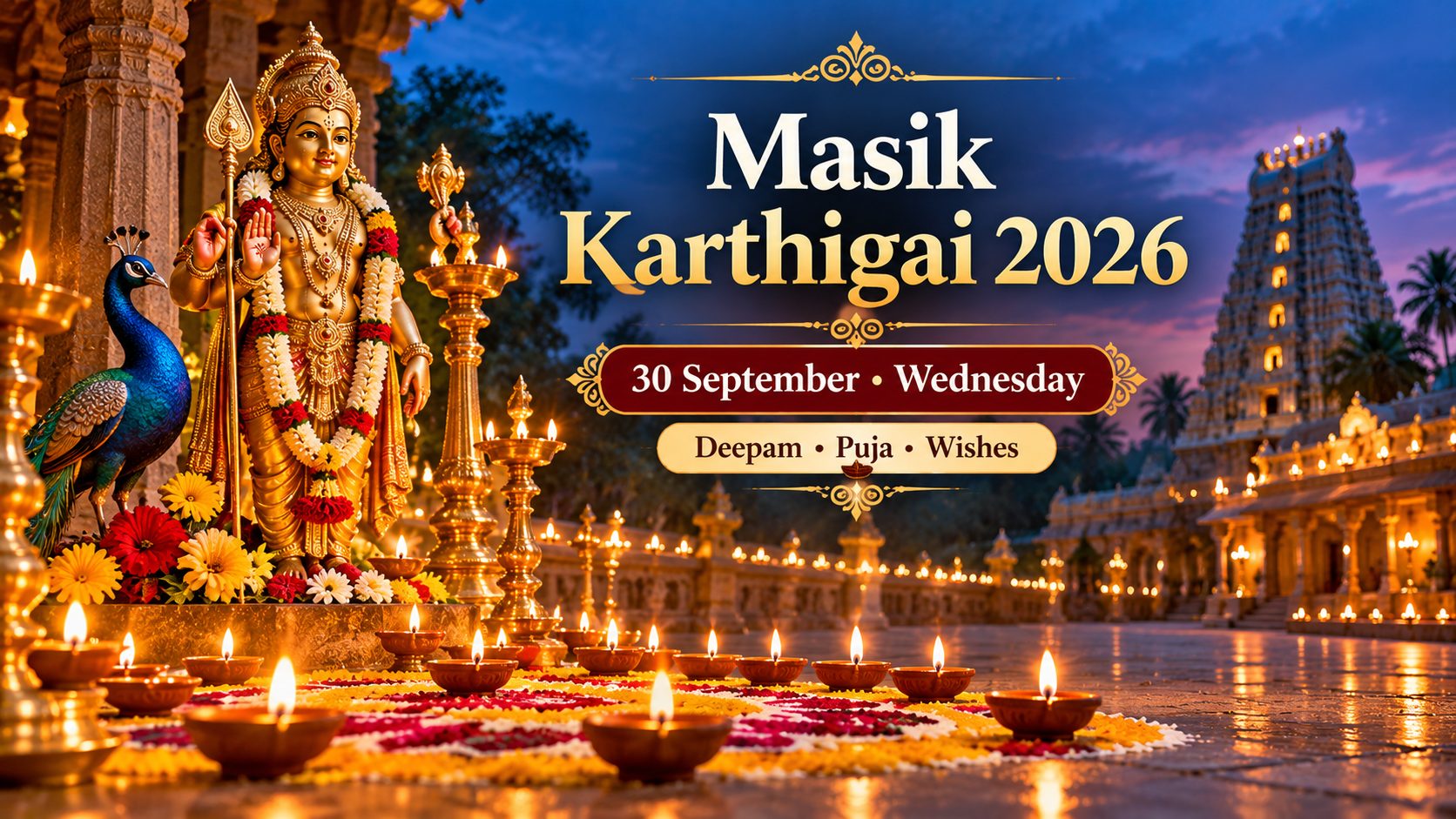 Masik Karthigai 2026 - 30 September - Deepam Puja and Wishes