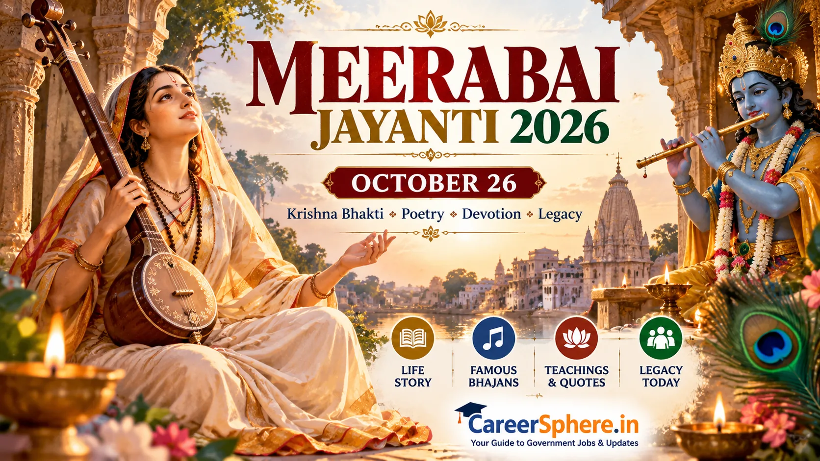 Meerabai Jayanti 2026 – Krishna bhakti, devotional poetry and Meerabai legacy