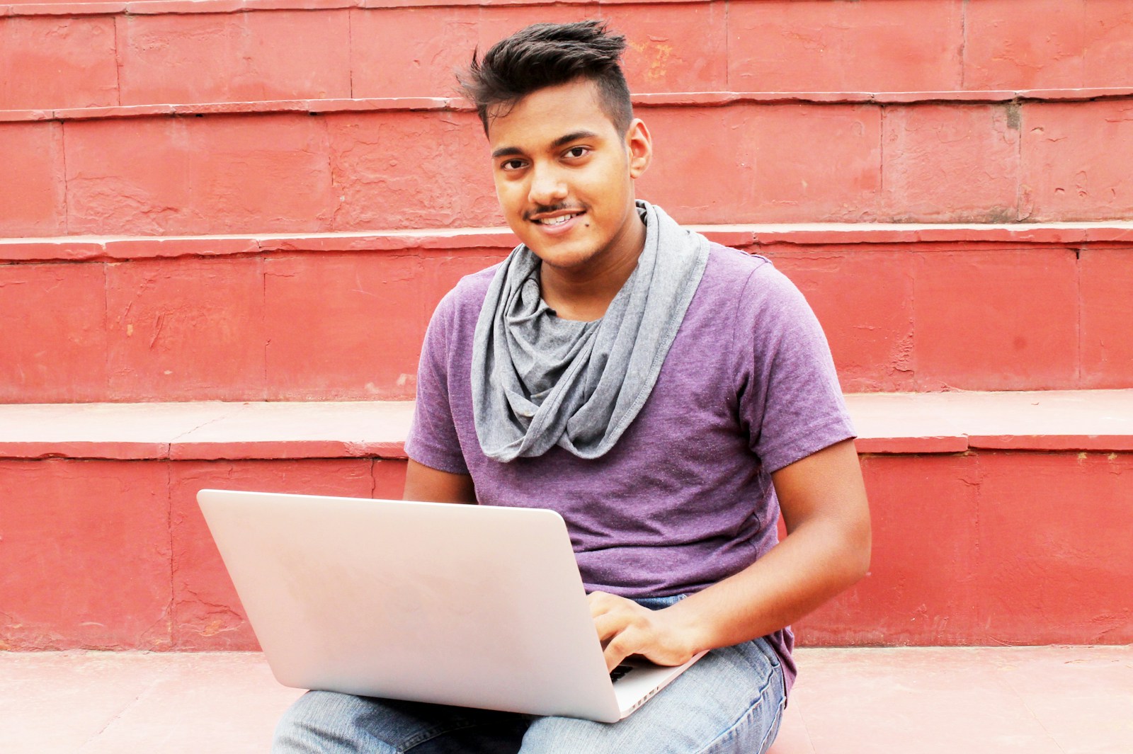 Job applicant using a laptop to complete an online government job application