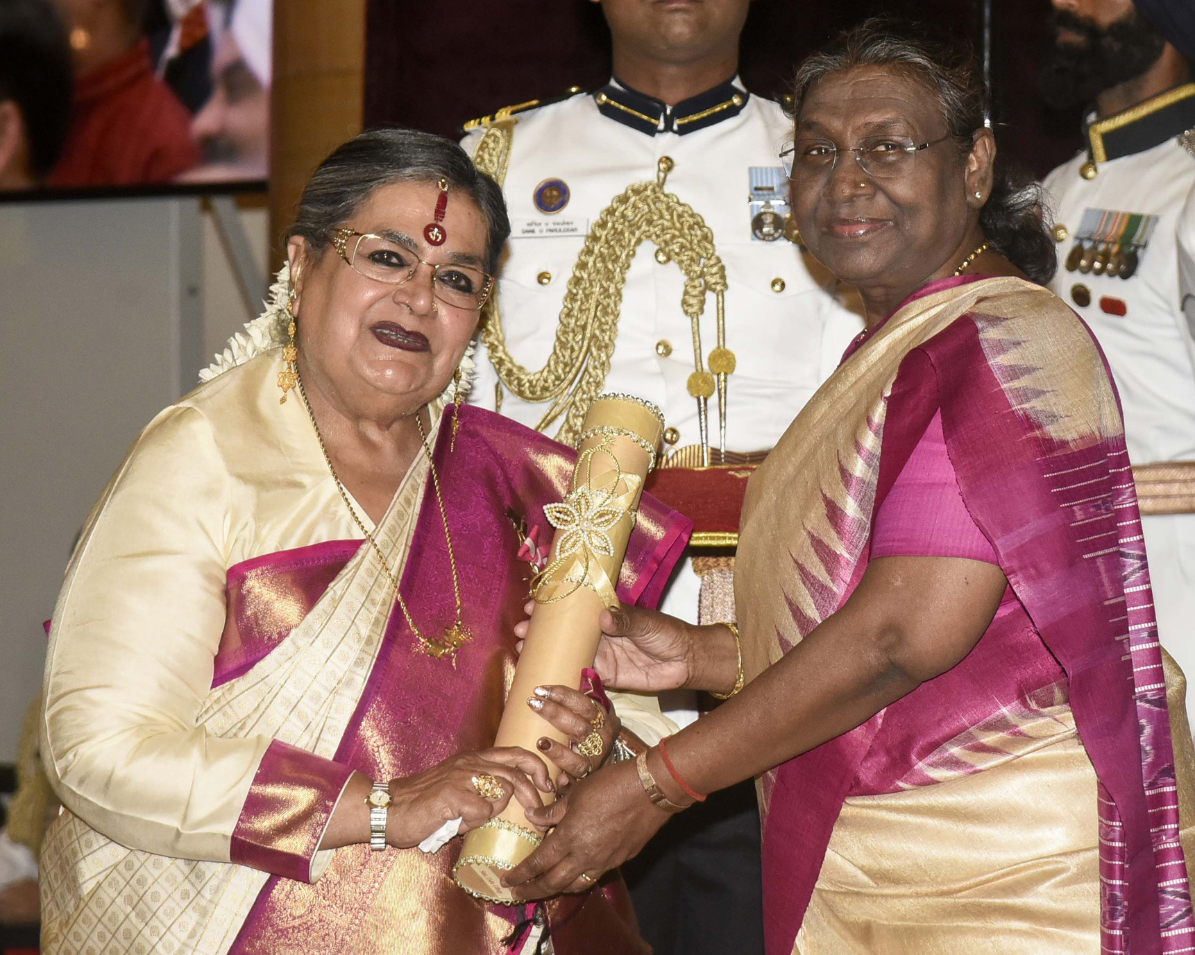 Usha Uthup at the Padma Bhushan ceremony in 2024
