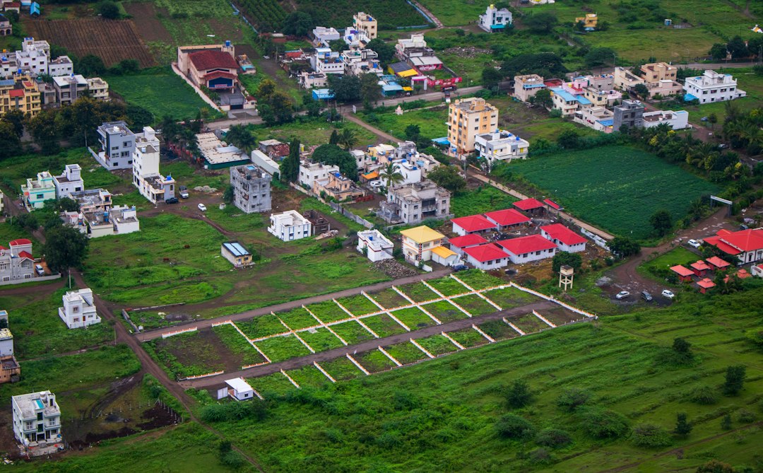Aerial view of a Maharashtra town representing district revenue recruitment