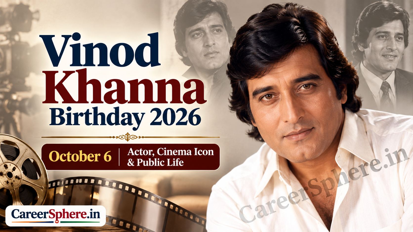 Vinod Khanna Birthday 2026 commemorative graphic