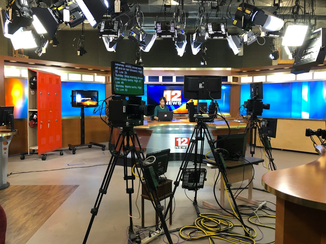Television news studio representing World Television Day 2026
